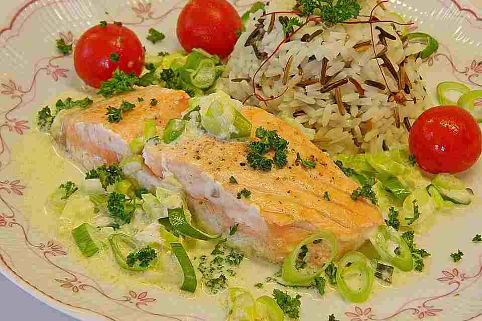 lachs frühlingszwiebeln tomaten ,chefkoch ,lachs mit dillsosse